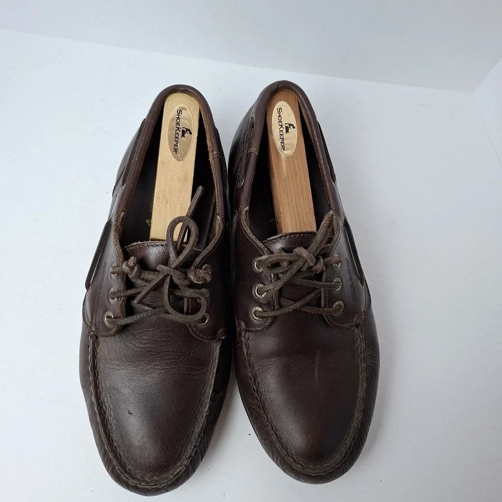 SEBAGO SIZE 8.5 6E MENS BROWN LEATHER Docksides Schooner Boat Deck SHOES
